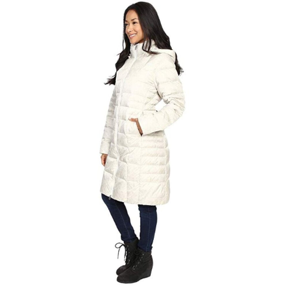 The North Face Women's Gardenia‎ White Metropolis Quilted Long Parka Jacket Sz S